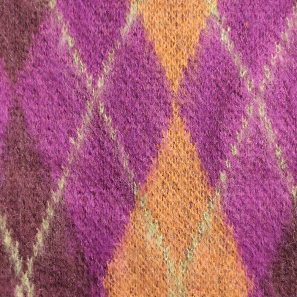 NWT Daydreamer Fuchsia Sunset Argyle Button V Neck Long Sleeve Cardigan M New - Picture 2 of 11